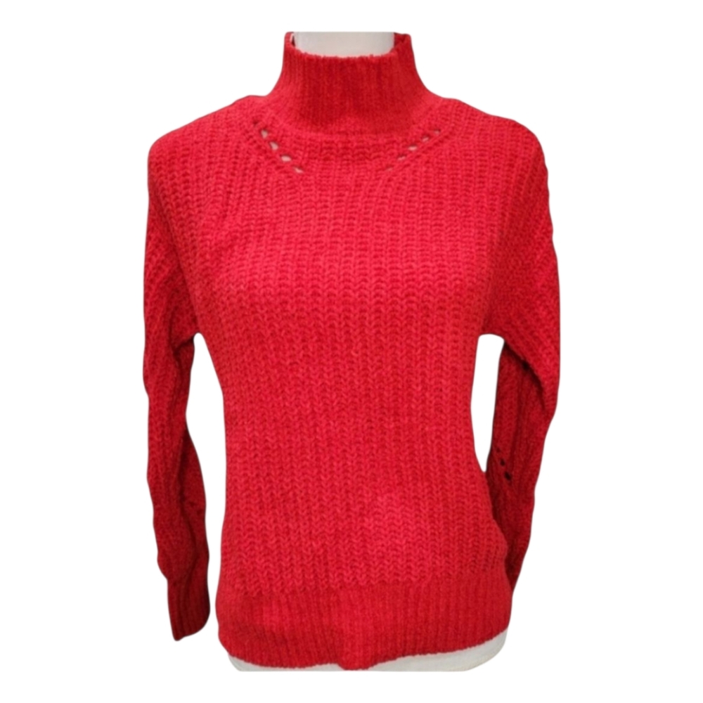 Maurices Red Chenille Mock Neck Pullover Sweater Soft Cozy Warm XL